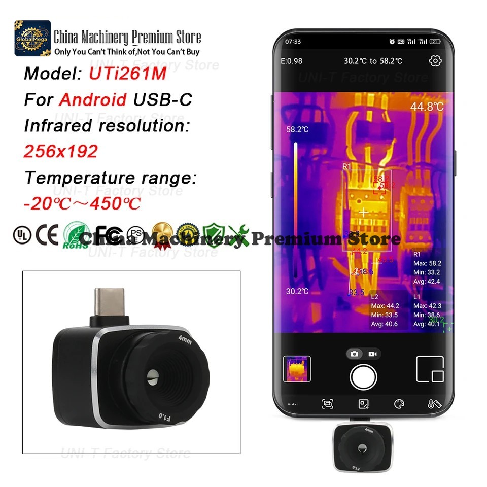 Thermal Imaging Camera 256X192 - Telecamera Termica a Infrarossi UNI-T UTi120Mobile
