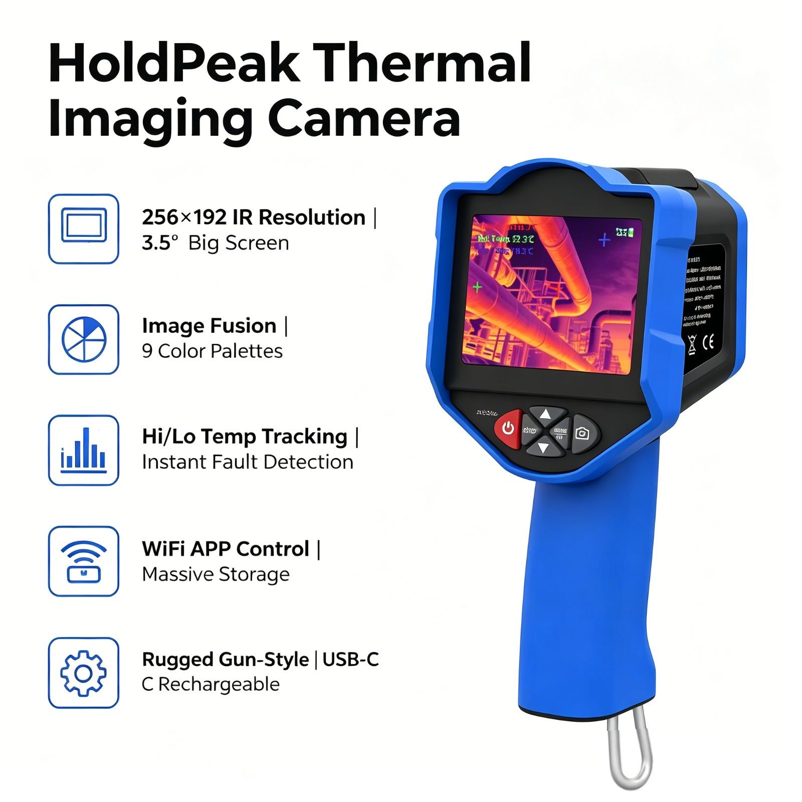 Thermal Imaging Camera 256X192 - Termocamera HoldPeak 256x192 IR 50mK NETD
